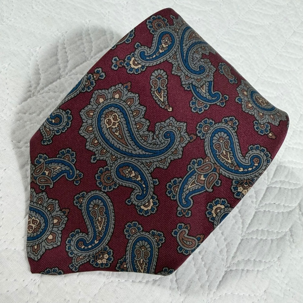 Kuppenheimer Paisley Tie Mens‎ Burgundy Italian Silk Classic 59"x3.25"EUC